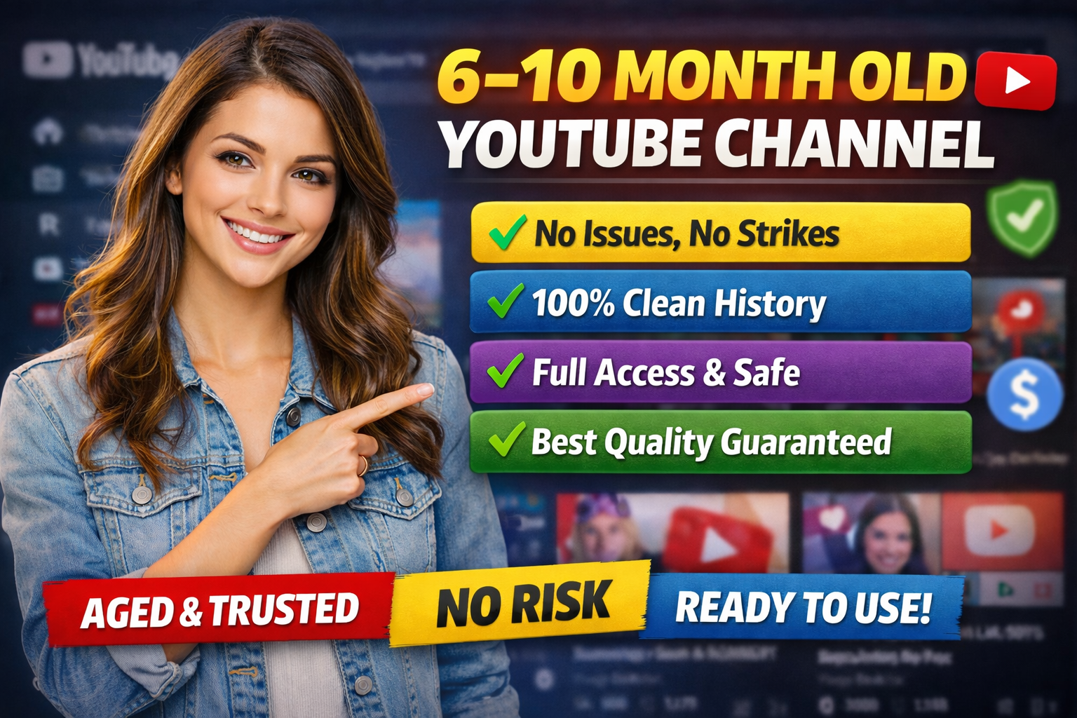 6–10 Month Old YouTube Channel | Clean History | No Issue | Full Access