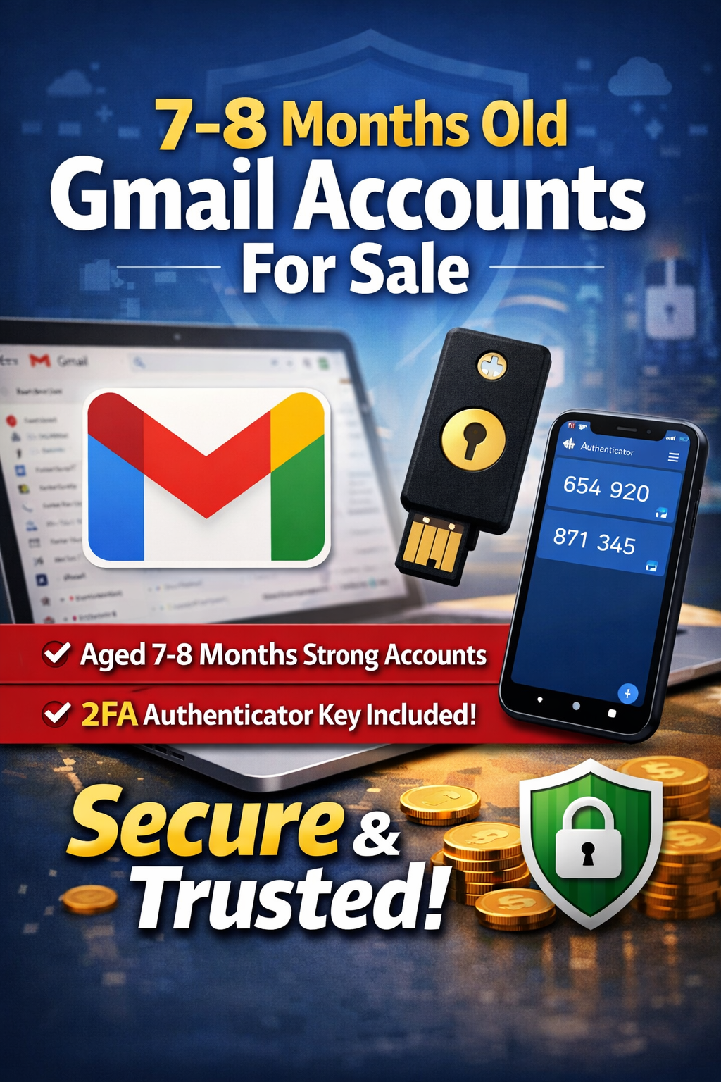 Aged Gmail Accounts (7–8 Months) – Secure with 2FA Key