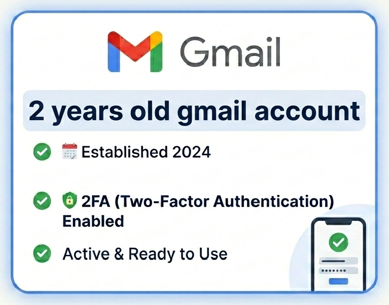2 Years Old Gmail Account With 2FA 